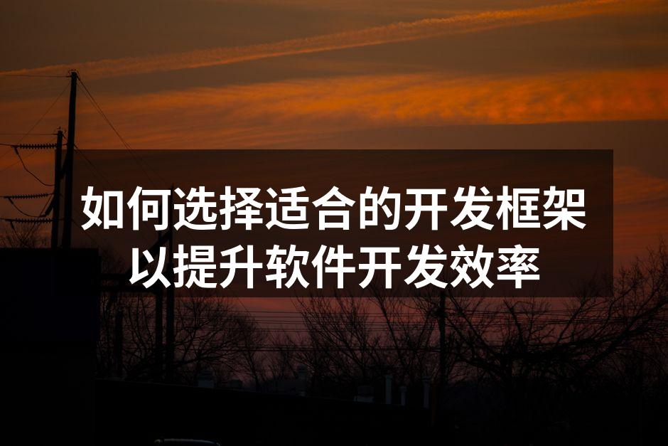 如何选择适合的开发框架以提升软件开发效率
